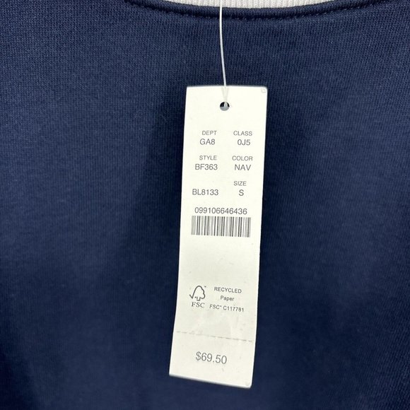 J. Crew Blue University Terry Crop Boxy Sweatshirt style BF363 size Small NWT‎ - Picture 6 of 8